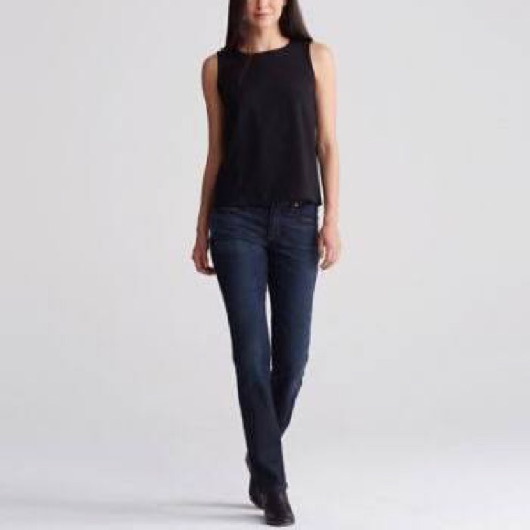 Eileen Fisher Straight Leg Dark Wash Jeans - Picture 2 of 8